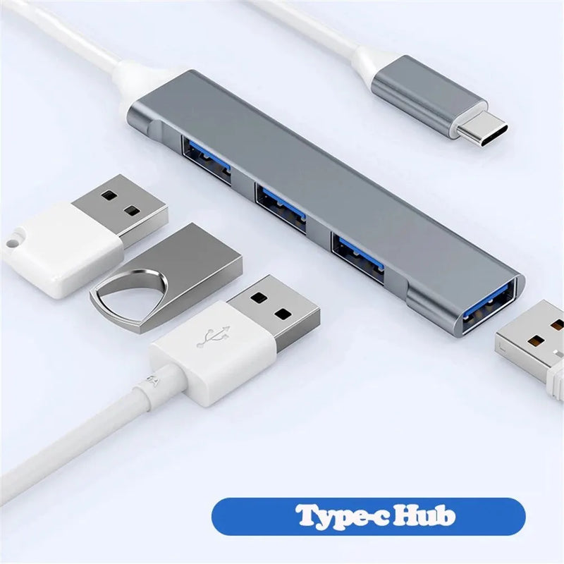 USB Tipo C HUB MINI USB3.1 Multi 4 Port 4 em 1 Liga de alumínio Splitter Adaptador OTG Para Samsung Macbook Pro Air PC Notebook